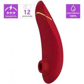 Бесконтактный клиторальный стимулятор WOMANIZER PREMIUM красный/золотой